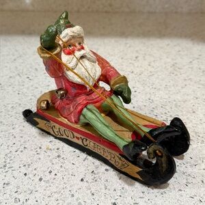 Vintage House Of Hatten Good Cheer Santa Elf Sleigh Enchanted Forest 1988 Santa